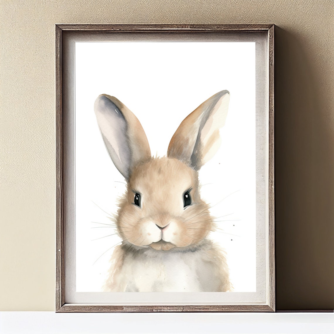 Bunny Rabbit Easter Watercolor Painting File Cute Nursery Wall Decor Art Baby Animal Print File - Image 2