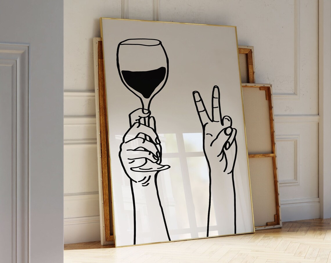 Wine Bottle Peace Symbol Kitchen Art Print