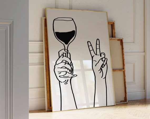 Wine Bottle Peace Symbol Kitchen Art Print