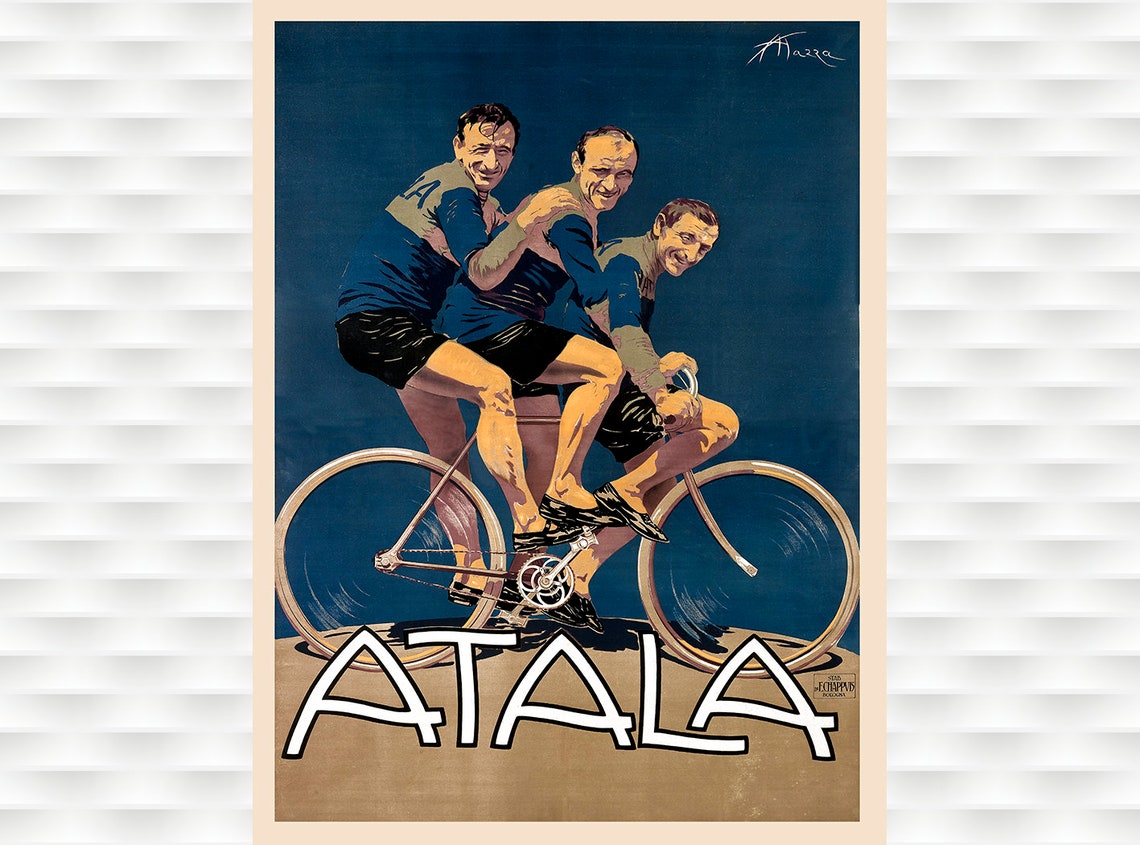 Atala Vintage Italian Bicycle Brand Trio Racers Smile Poster