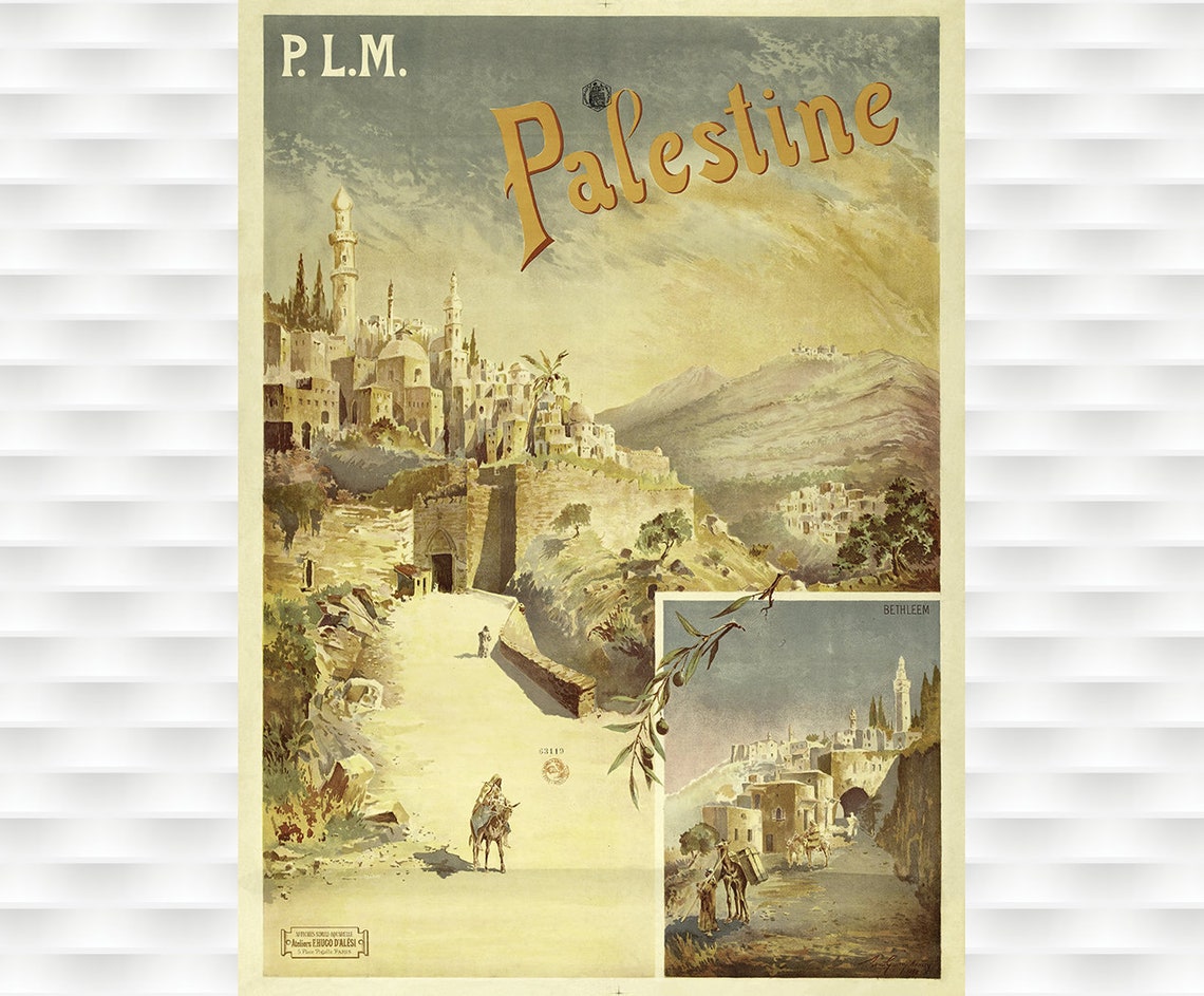 P.L.M. Palestine Jerusalem Bethlehem Scenic Vintage Railway Poster