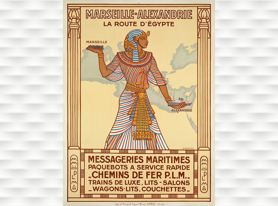 Marseille Alexandrie Egypt Route Messageries Maritimes Poster