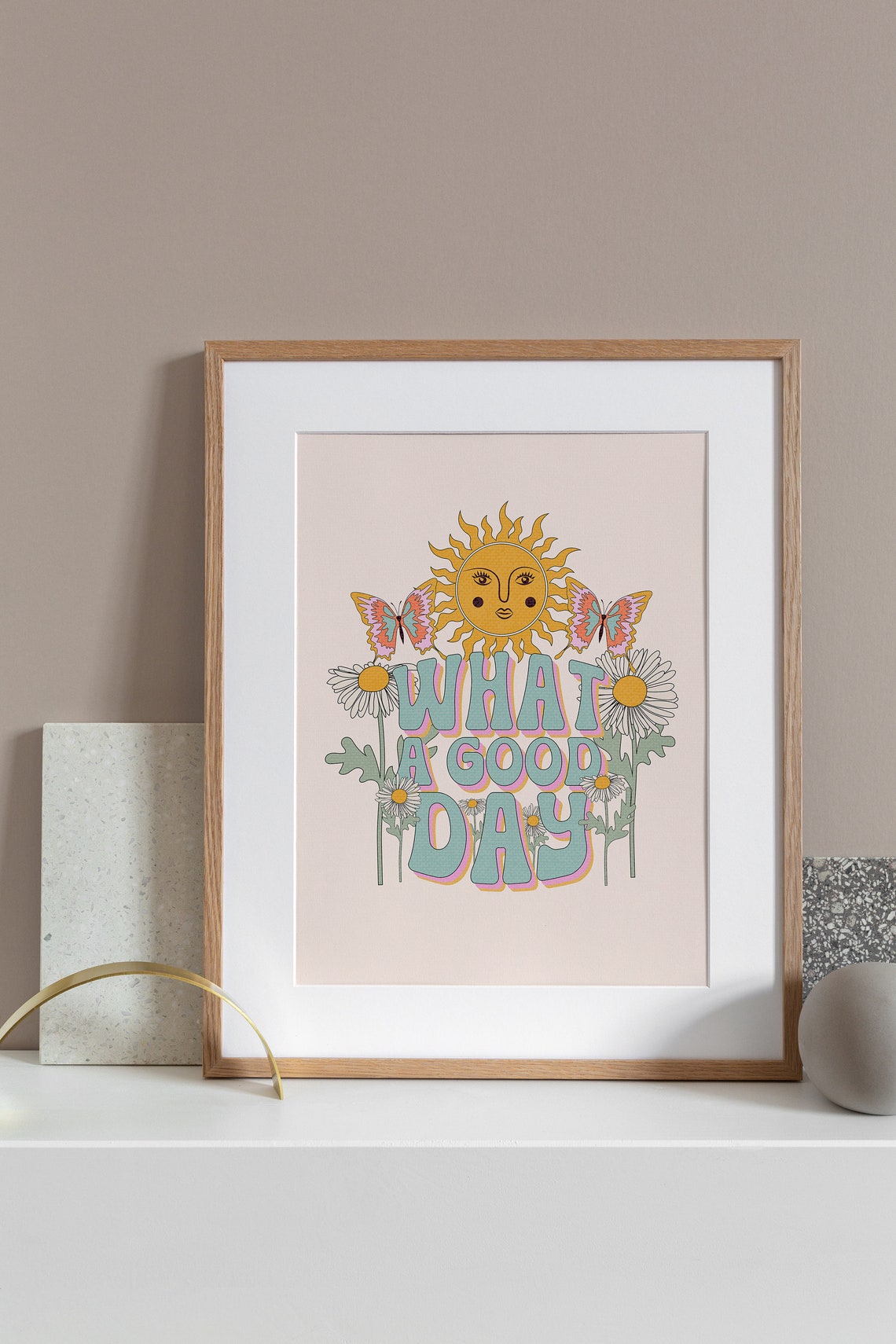 What A Good Day Sunshine Butterflies Daisies Positive Quote Poster - Image 3