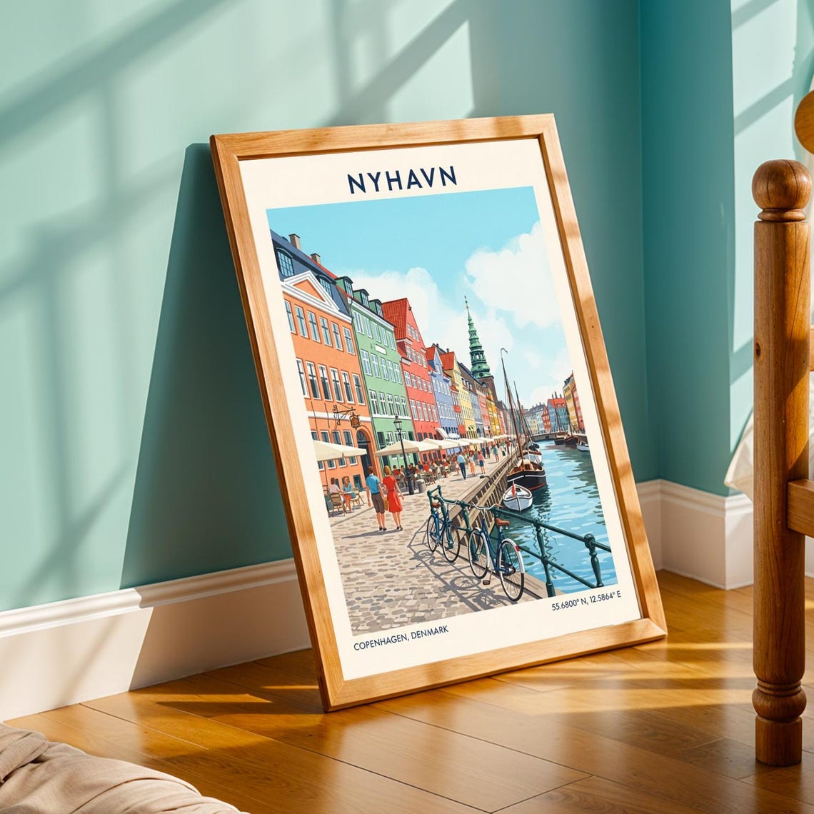 Nyhavn Copenhagen Denmark Colorful Harbor Canal Travel Poster