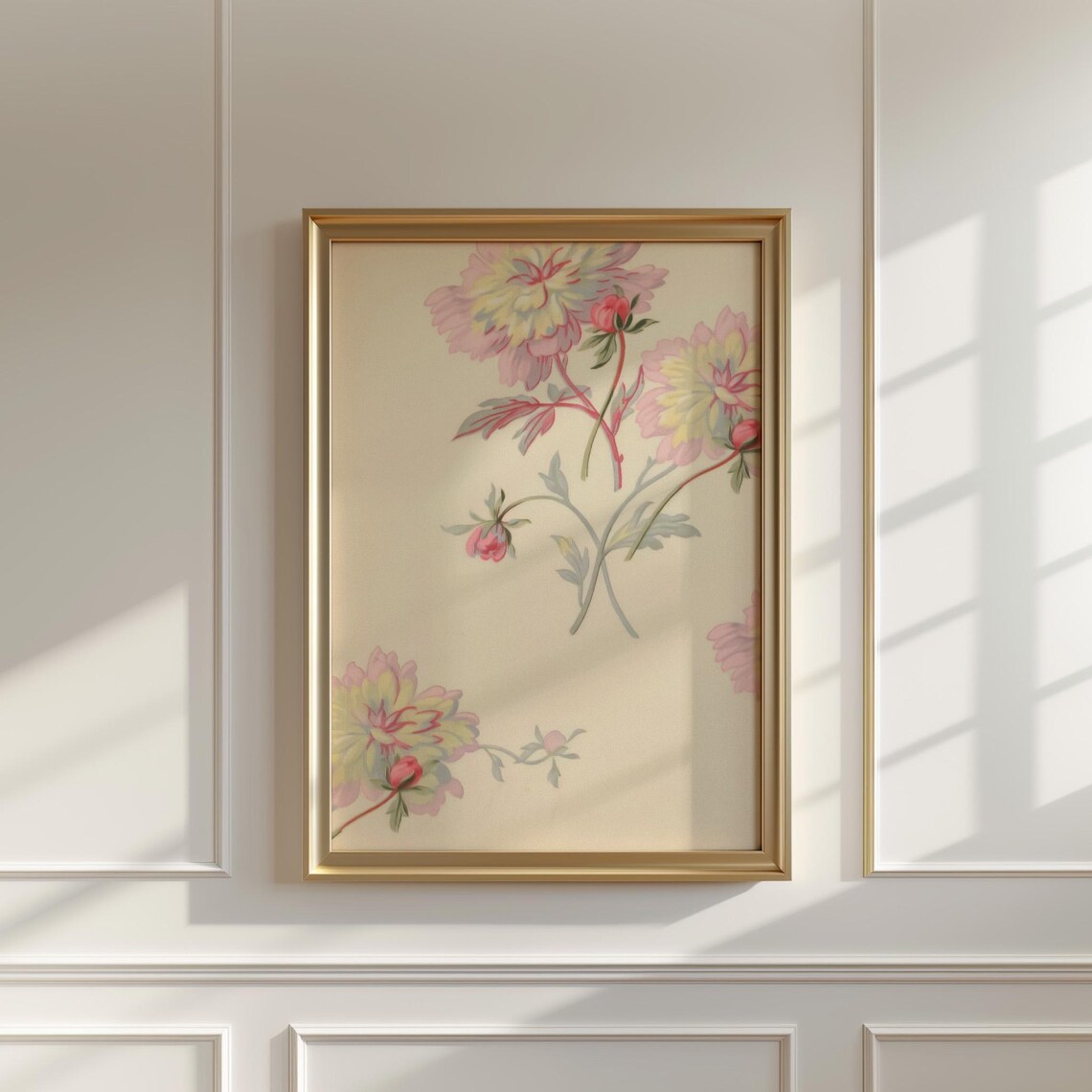 Pink Peony Blossom Wallpaper Style Floral Art in Vintage Decor Poster - Image 5