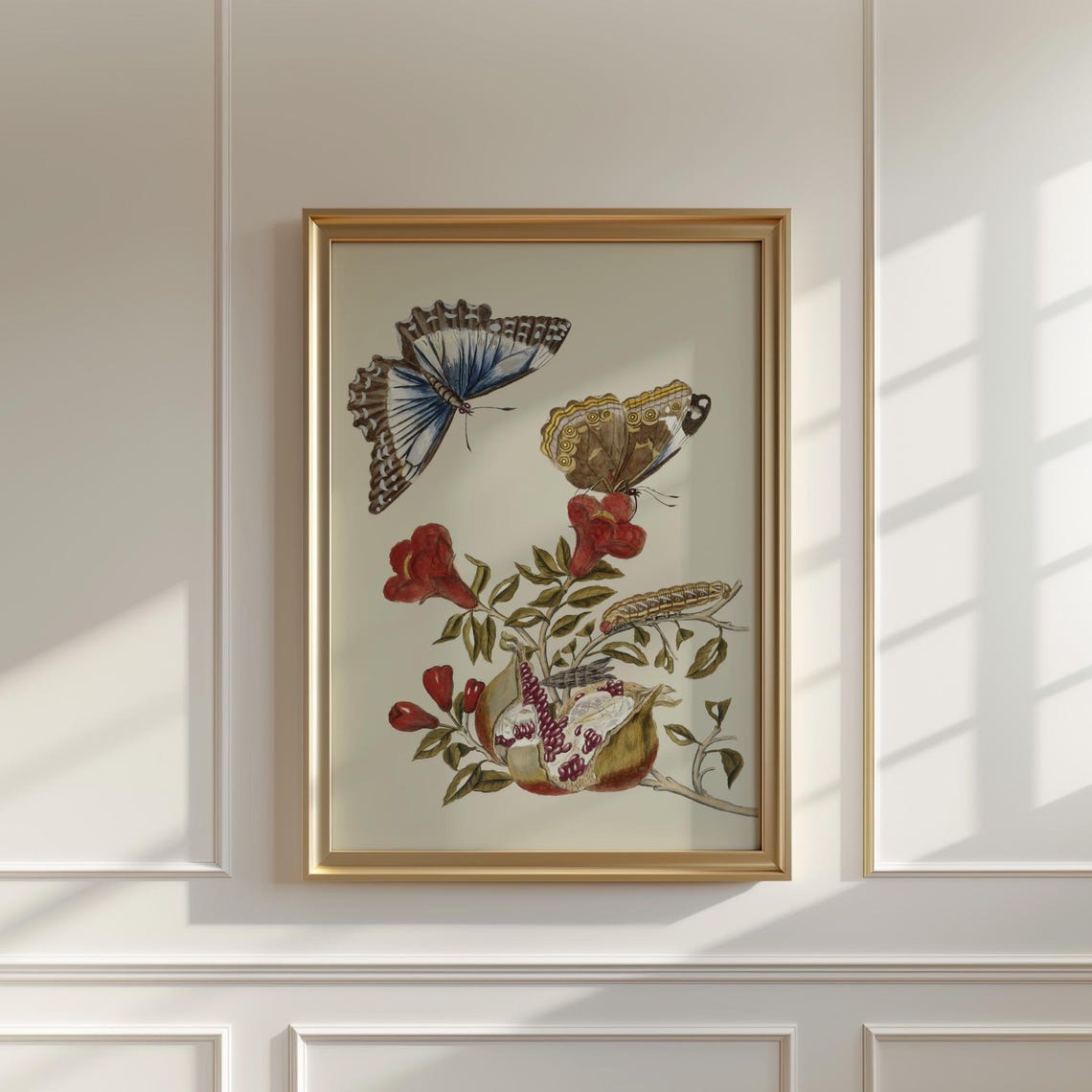 Butterflies with Red Blossoms in Antique Botanical Illustration Poster - Image 5