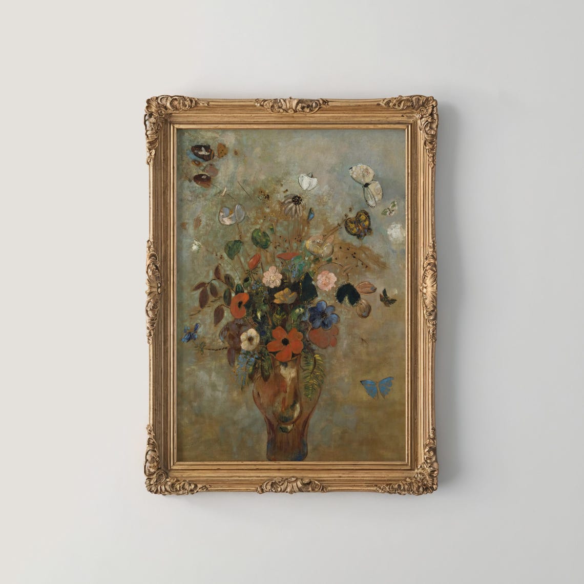 Dreamlike Wildflower Bouquet Butterflies Impressionist Poster