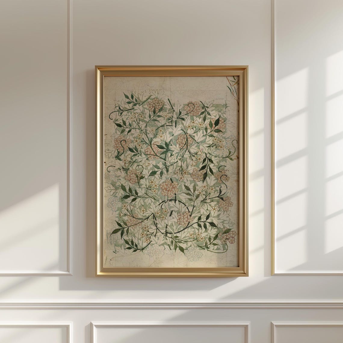 Morris Style Arts and Crafts Vine Hydrangea Botanical Pattern Poster - Image 5