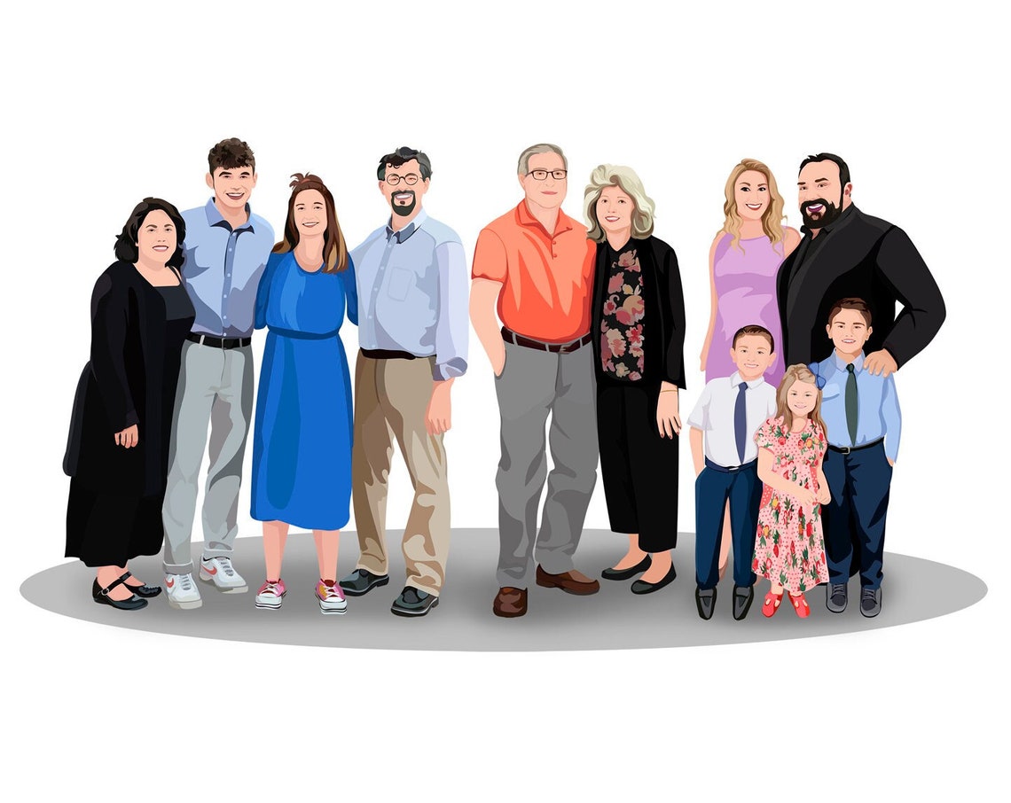 Personalized Extended Family Portrait Custom Reunion Gift Wall Art
