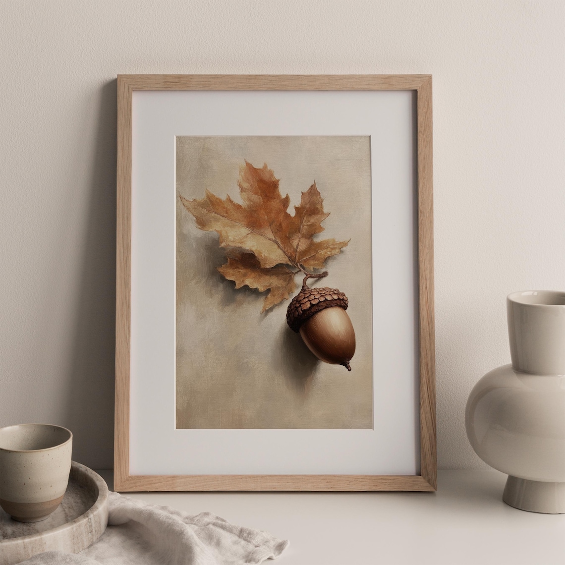 Autumn Acorn Print, Vintage Rustic Neutral Fall Art - Image 2
