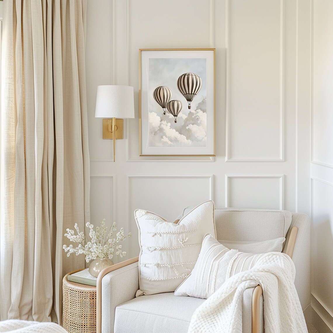 Hot Air Balloon Vintage Style Nursery Decor Art Print - Image 3