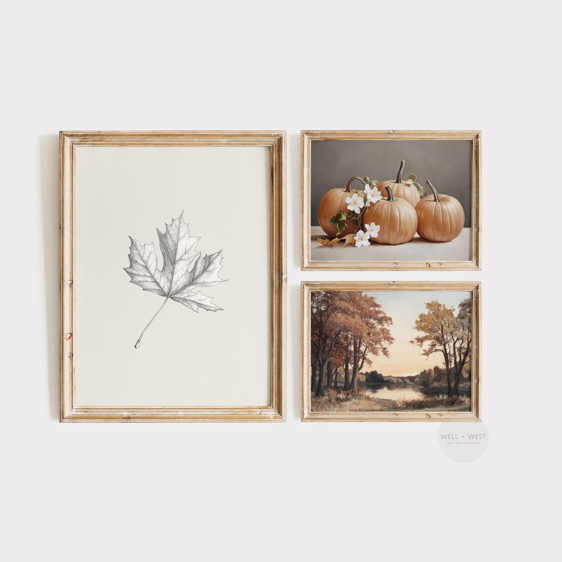Maple Leaf Pencil Sketch Neutral Minimalist Autumn Art Print - Image 3