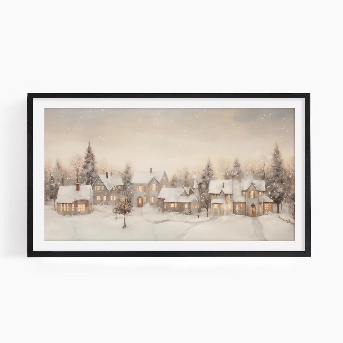Vintage Christmas Village Winter Town Travel Poster - Image 3