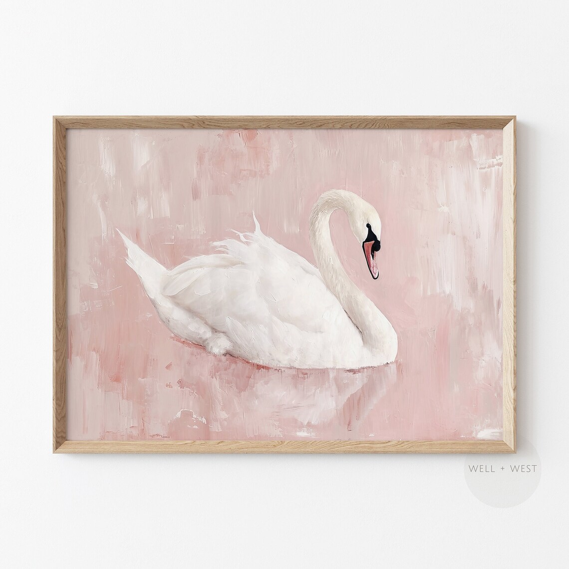White Swan Vintage Painting, Girl Nursery Decor - Image 2