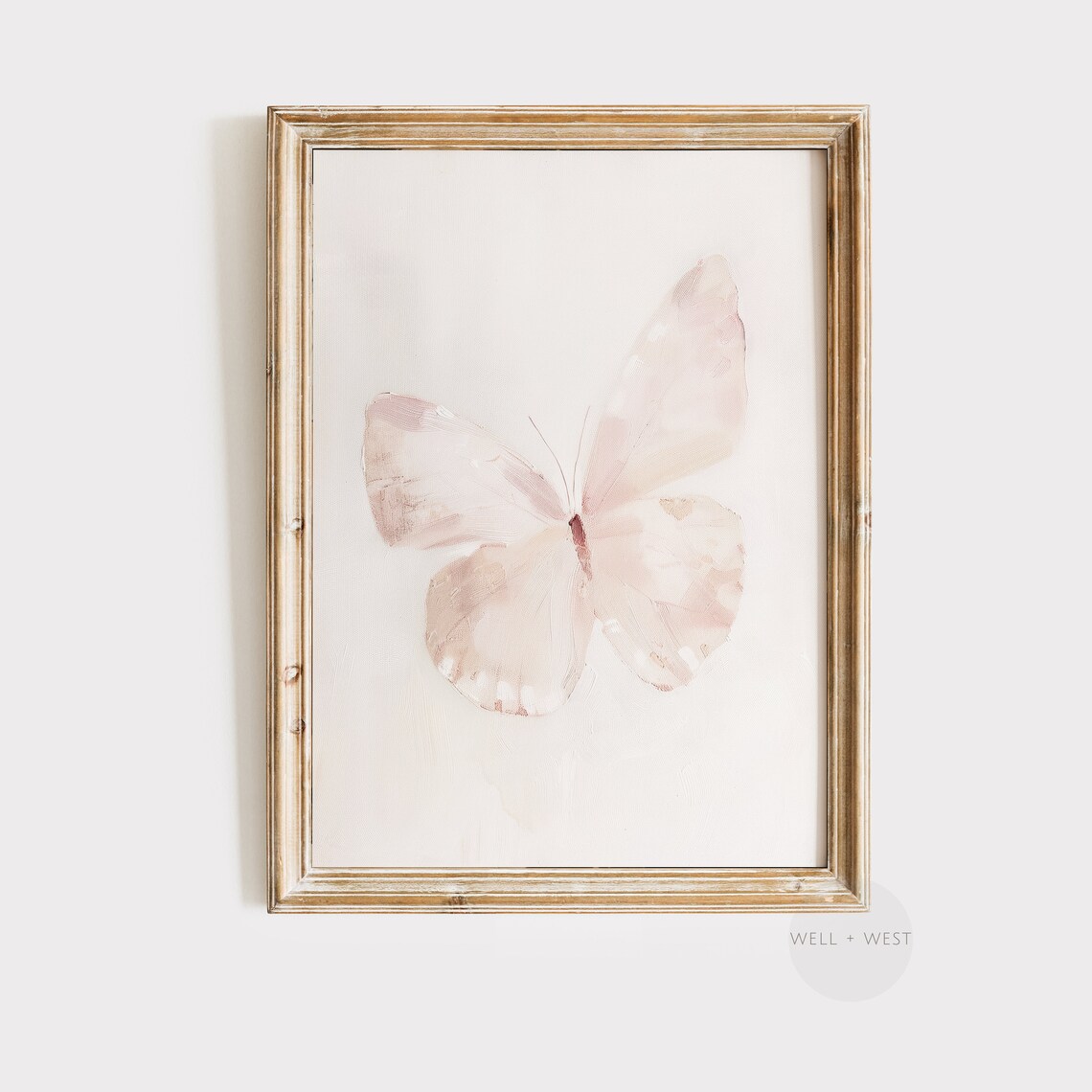 Butterfly Antique Pink Vintage Art Print, Nursery Decor - Image 3