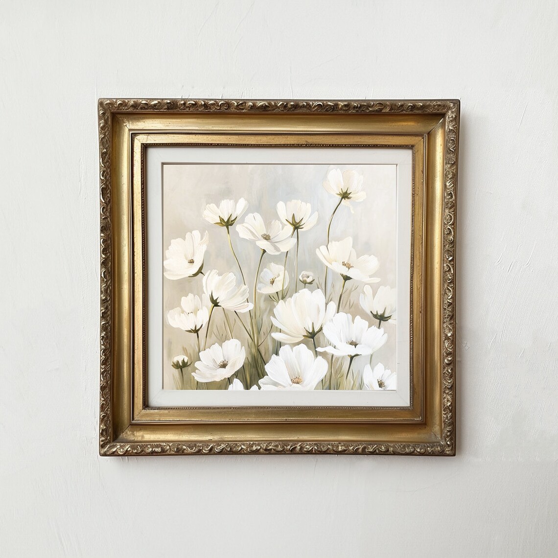 Spring Floral White Flower Oil Painting, Botanical Art - Image 3