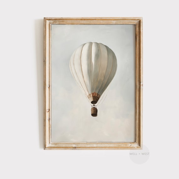 Hot Air Balloon Vintage Nursery Decor Art Print