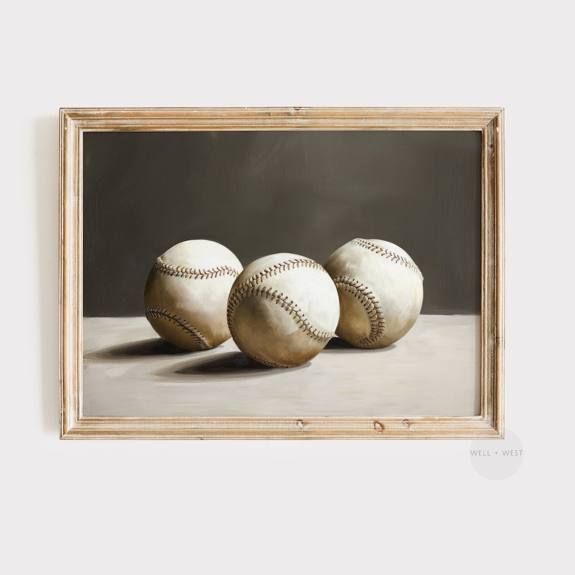 Moody Baseball Vintage Oil Painting Art Print