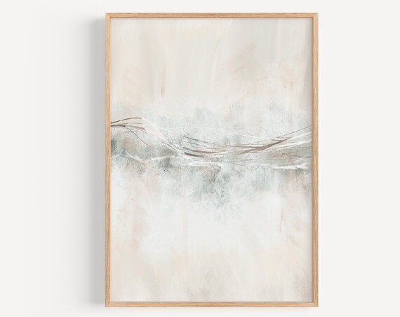 Neutral Beige Abstract Waves Minimalist Japandi Style Wall Poster