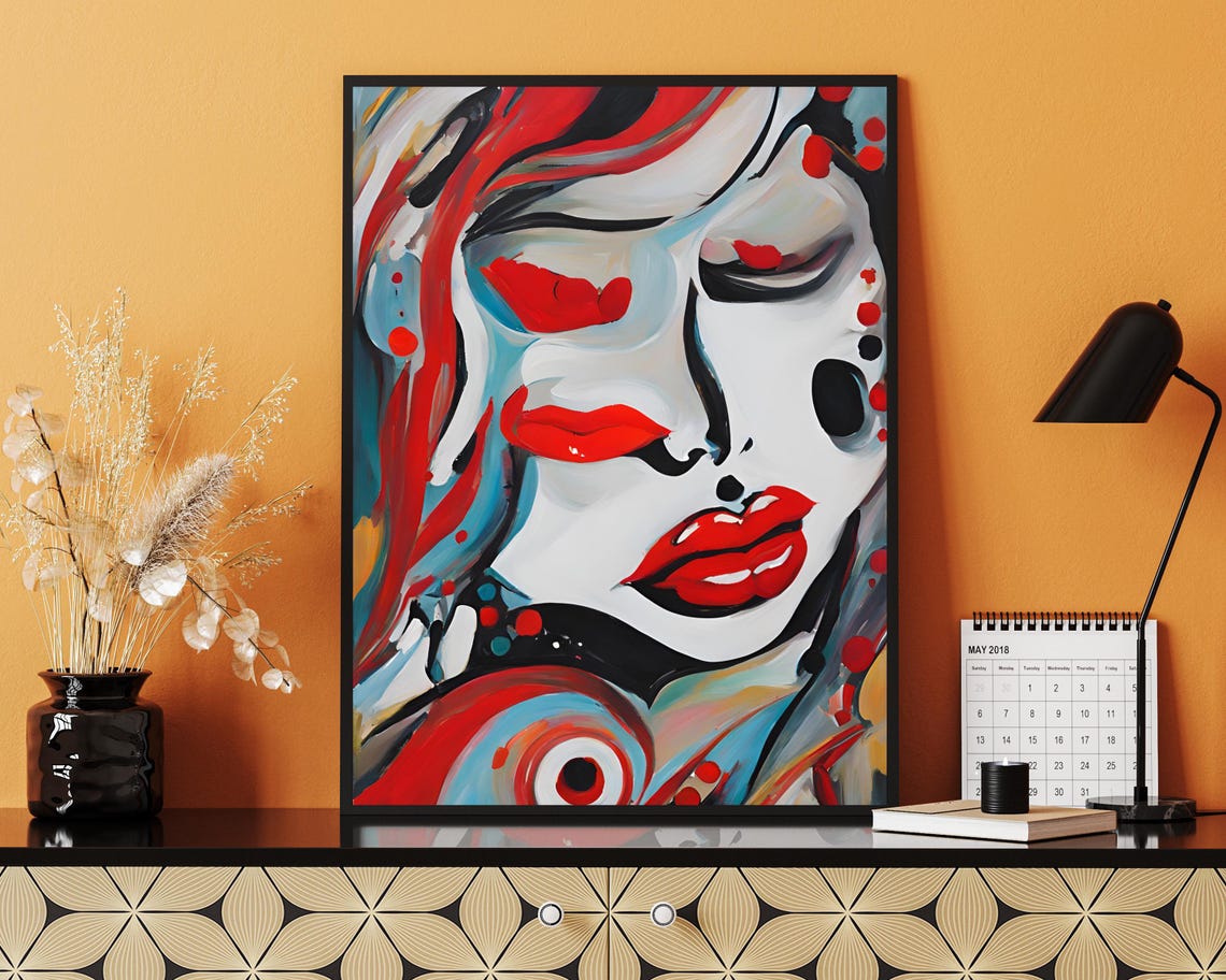 Woman Portrait Pop Art, Colourful Abstract Face - Image 2