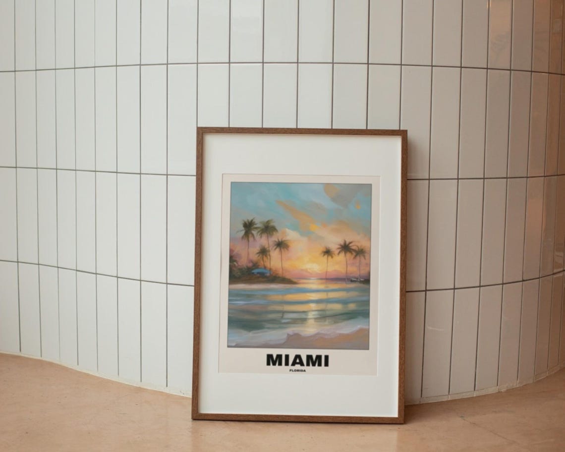 Miami Beach Tropical Sunset, Florida Travel Poster - Image 4