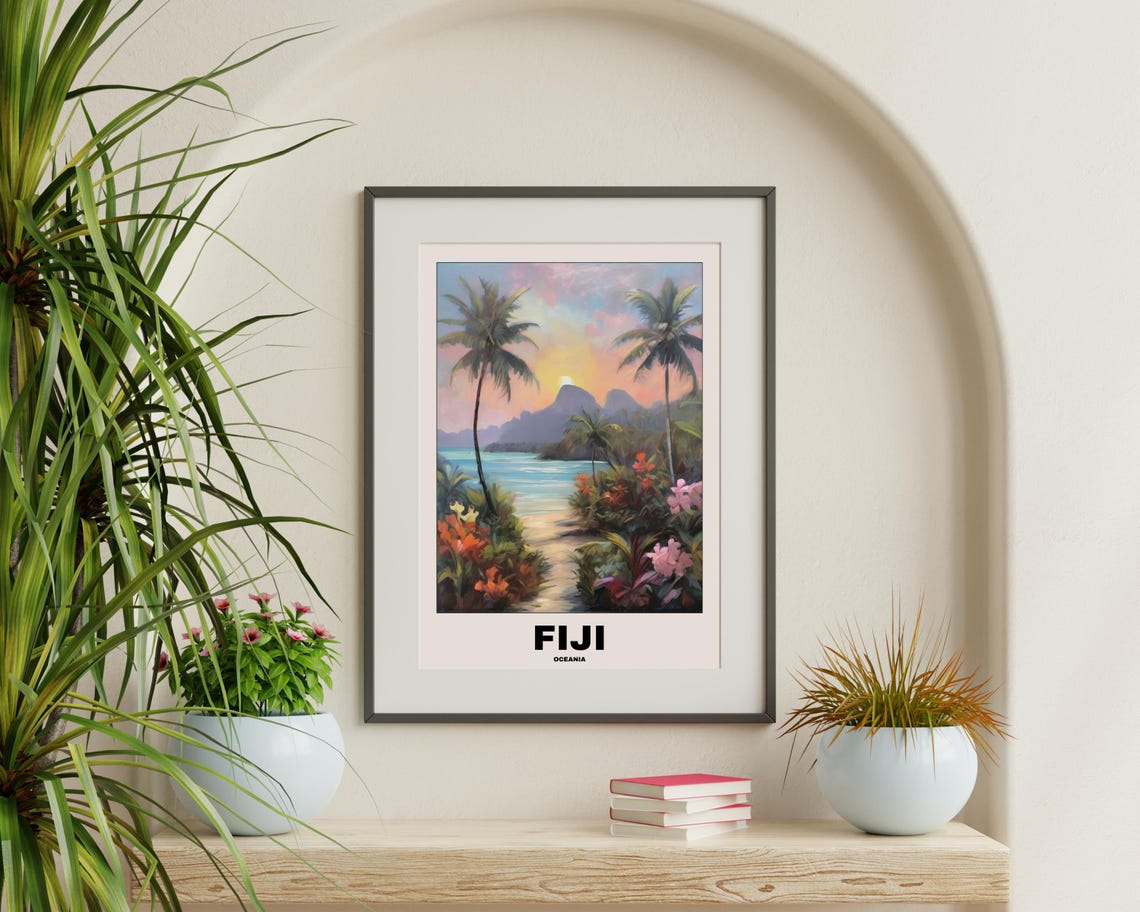 Fiji Beach Painting, Scenic Tropical Travel Poster - Image 3