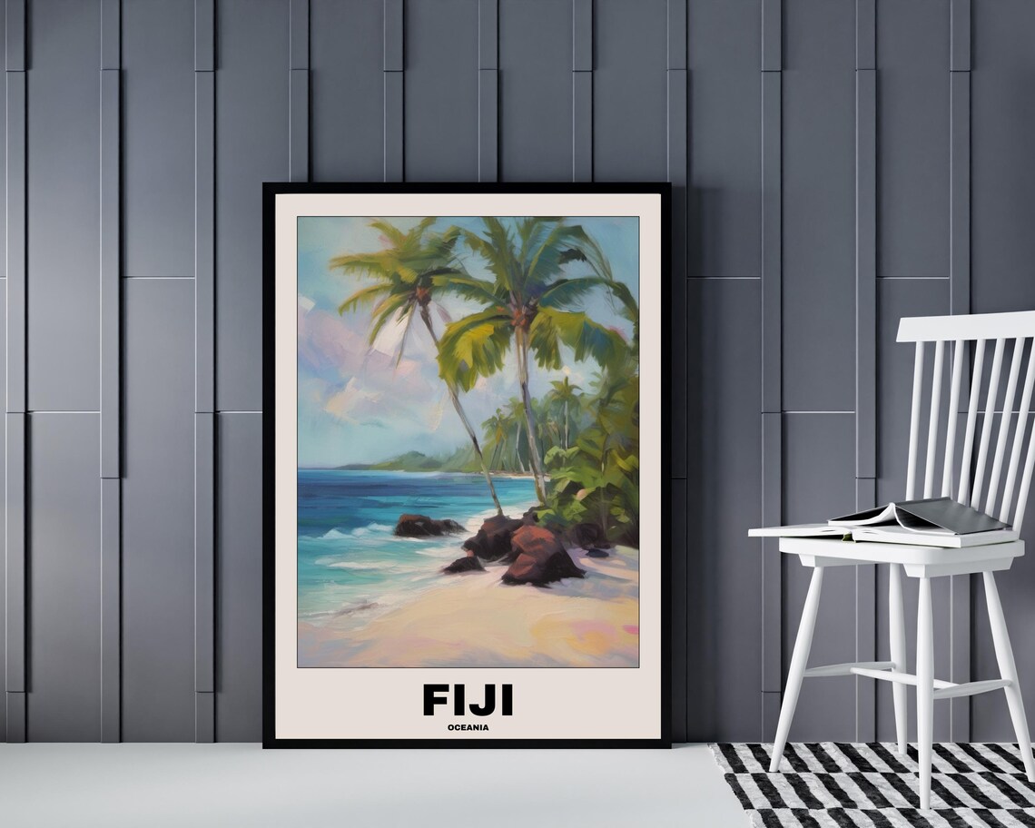 Fiji Beach Painting, Scenic Tropical Travel Poster - Image 4