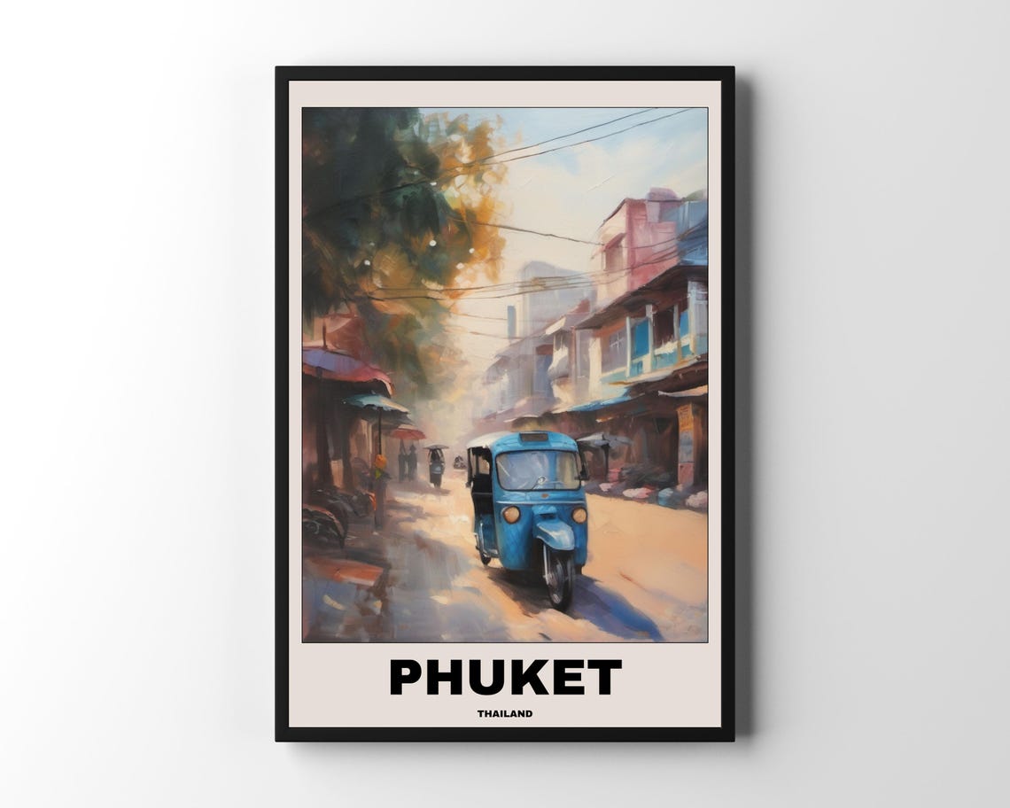 Thailand Phuket City Painting, Scenic Travel Poster