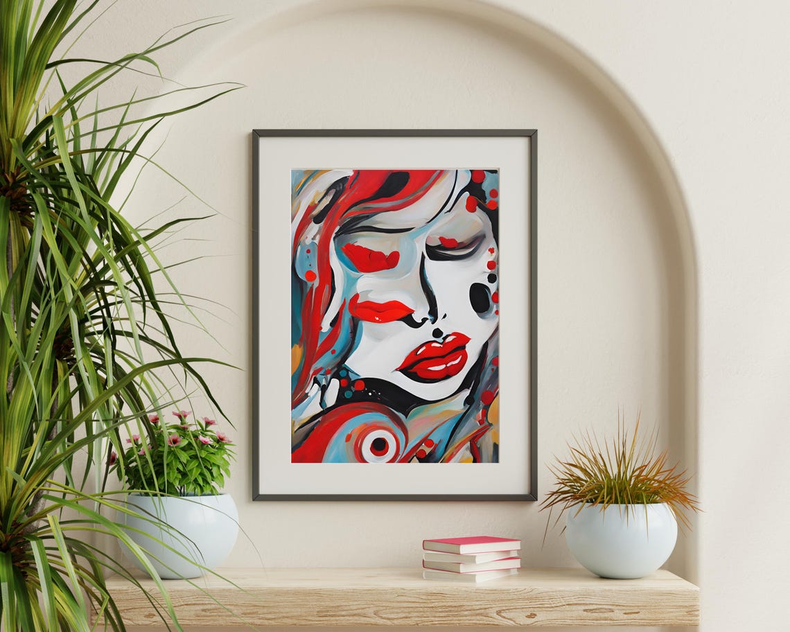 Woman Portrait Pop Art, Colourful Abstract Face - Image 3