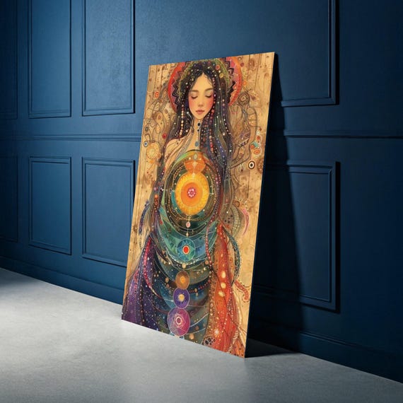 Spiritual Woman Chakra Art Canvas Meditation Wall Decor Mystical Energy Healing Bohemian Home Decoration Yoga Artwork