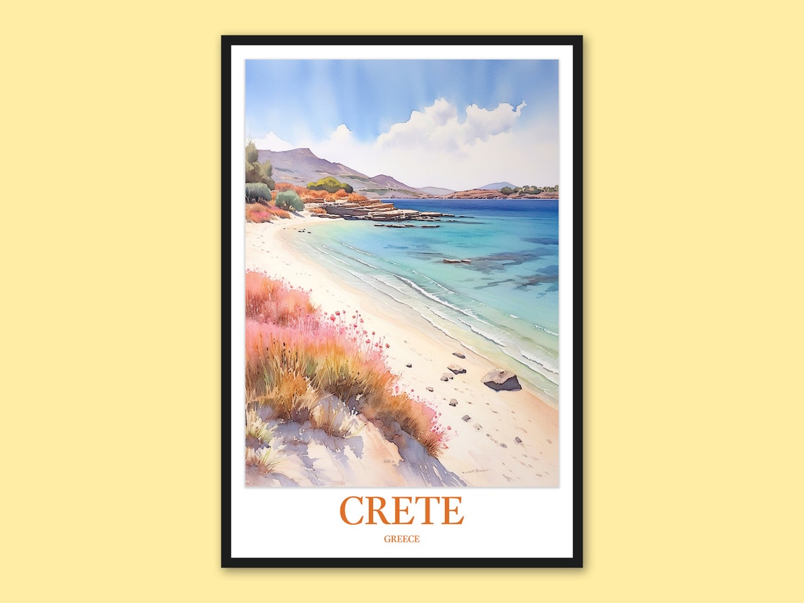 Crete Greece Pink Wildflower Sandy Dune Beach Travel Wall Poster