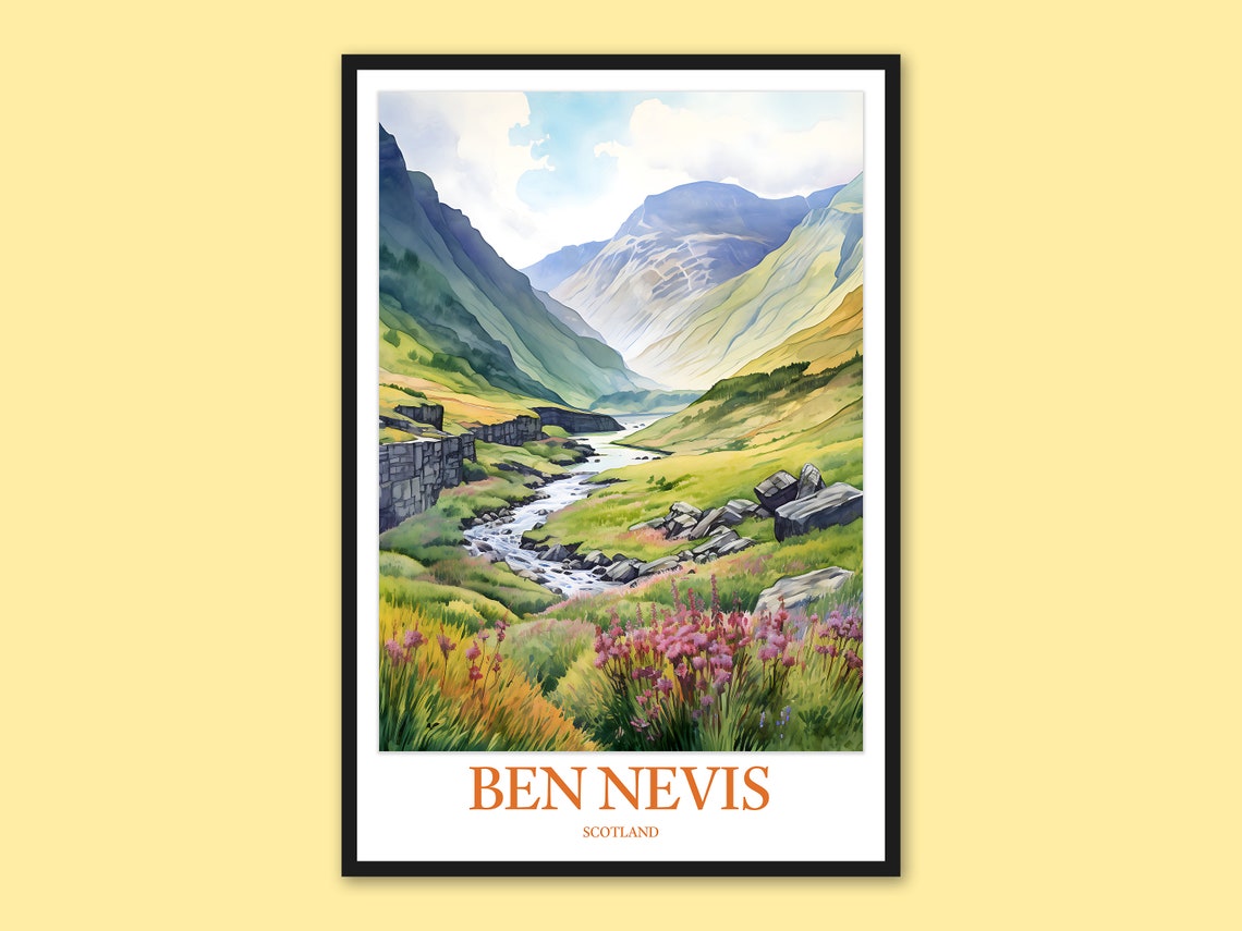 Ben Nevis Scotland Stone Bridge Stream Valley Mountain Poster