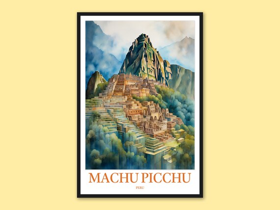 Machu Picchu Travel Poster Peru Wall Art Print