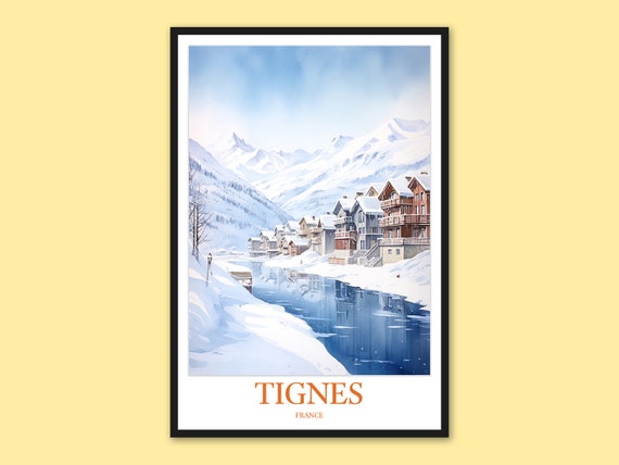 Tignes France Travel Poster Ski Town Wall Art