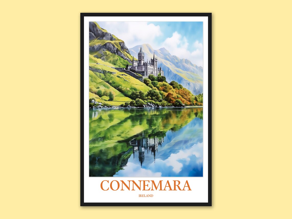 Connemara Ireland Kylemore Abbey Vintage Style Travel Poster