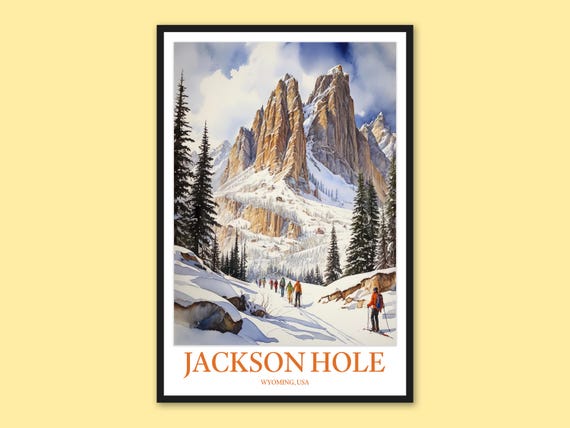 Jackson Hole Travel Poster Wyoming Ski Art Print