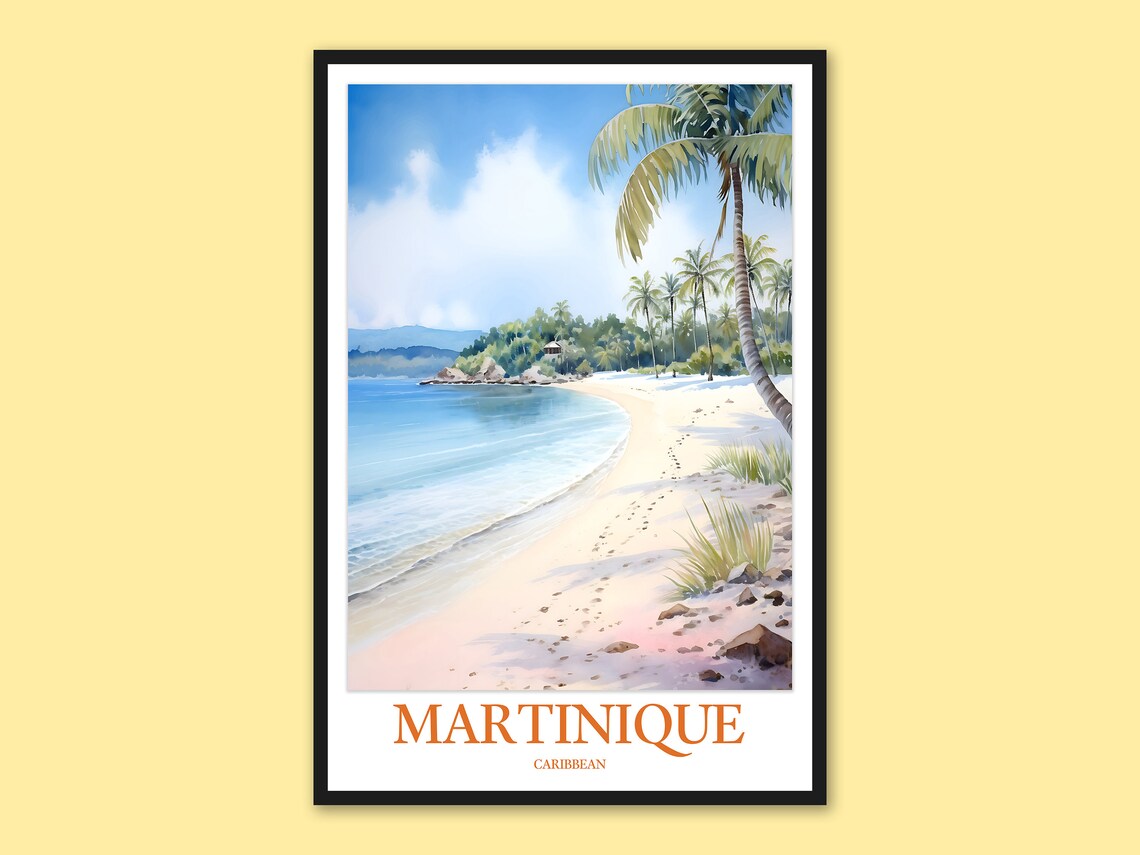 Martinique Travel Print Caribbean Les Salines Beach Wall Art
