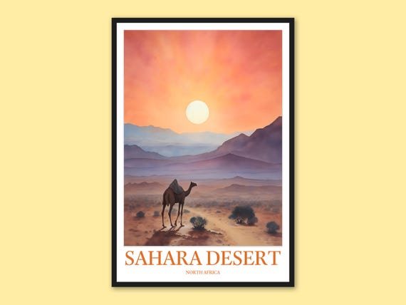 Sahara Desert Travel Poster North Africa Wall Art