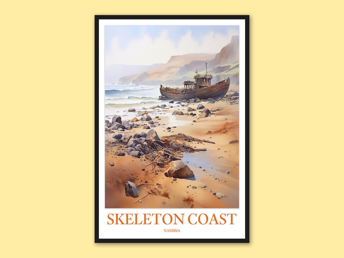 Skeleton Coast Travel Poster Namibia Wall Art Print