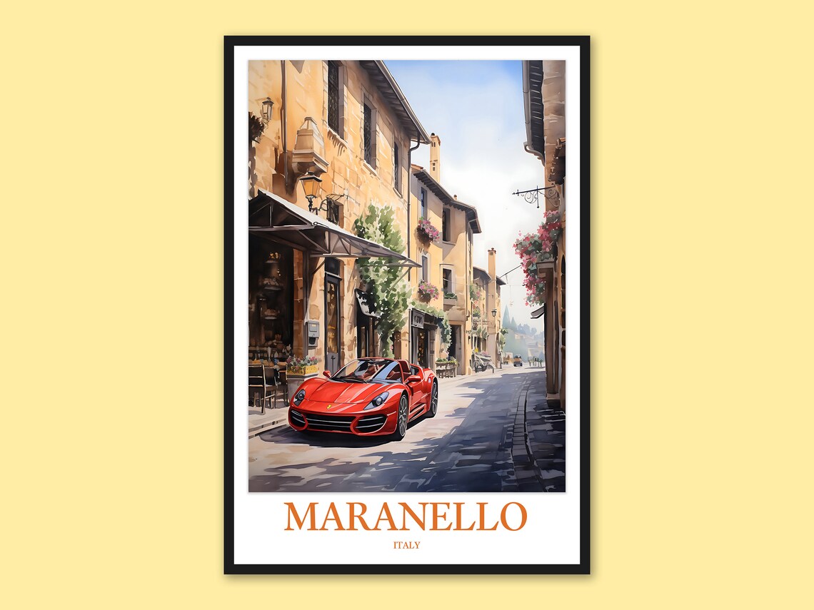 Maranello Italy Red Ferrari Old Stone Alley Italian Travel Poster