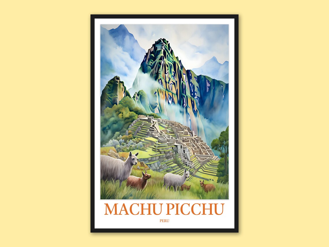 Machu Picchu Travel Poster Peru Wall Art