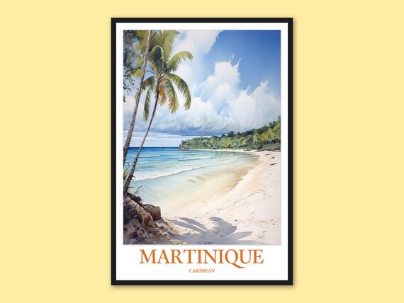 Martinique Travel Poster Caribbean Les Salines Beach Print
