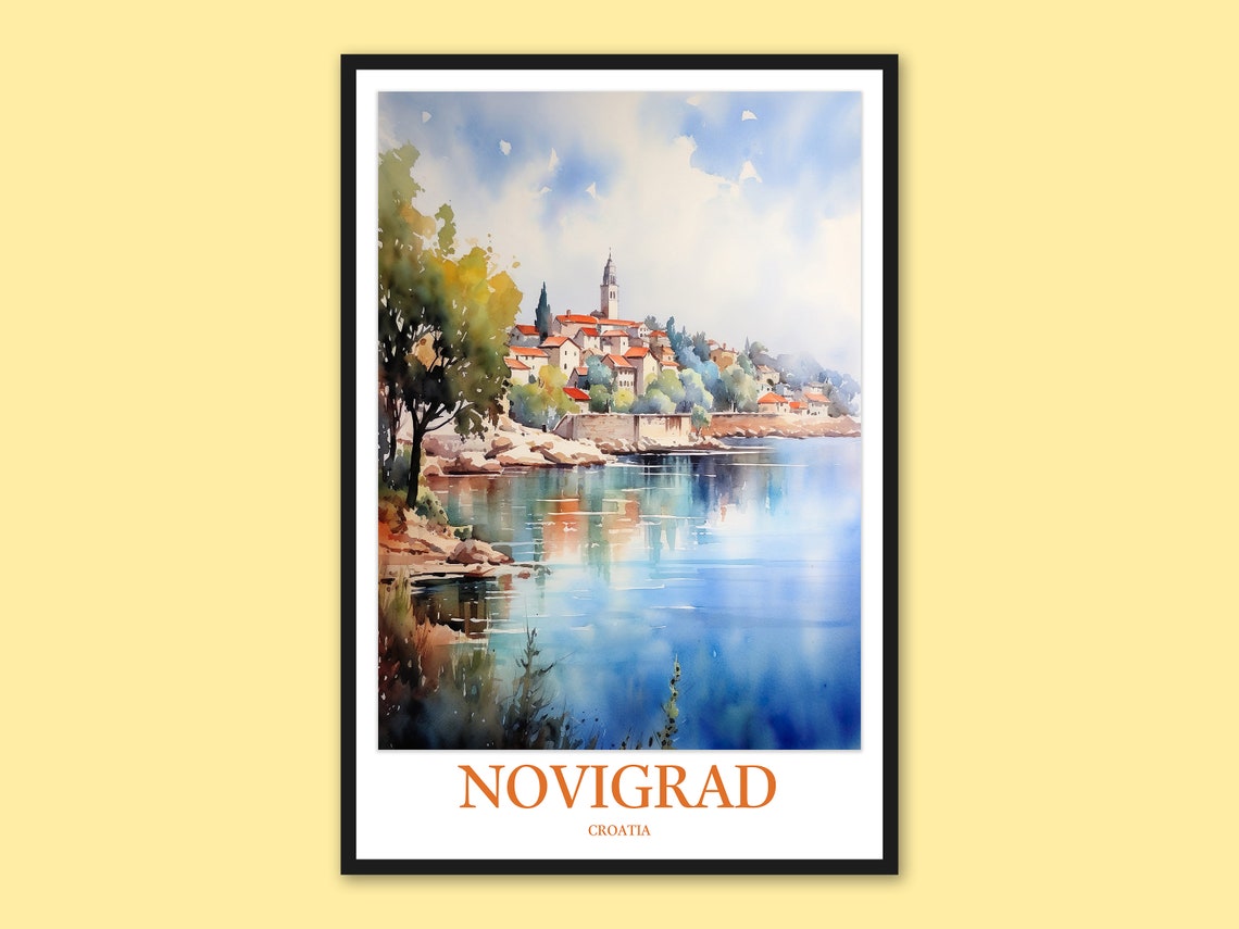 Novigrad Croatia Coastal Town Watercolor Adriatic Travel Poster