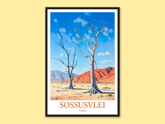 Sossusvlei Namibia Travel Poster Desert Landscape Wall Art