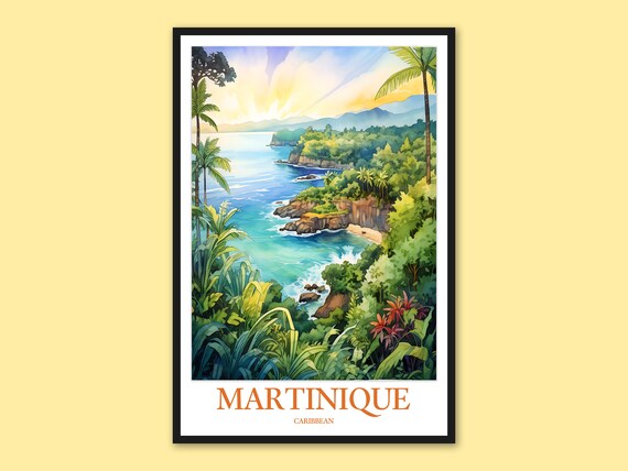 Martinique Travel Poster Caribbean Watercolor Art Print