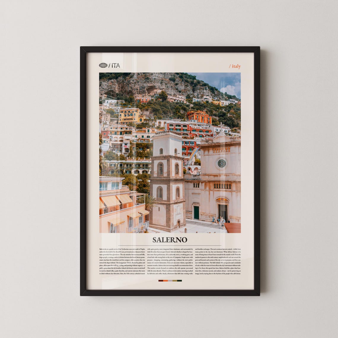 Salerno Amalfi Coast Dramatic Cliffside Town Italy Travel Poster