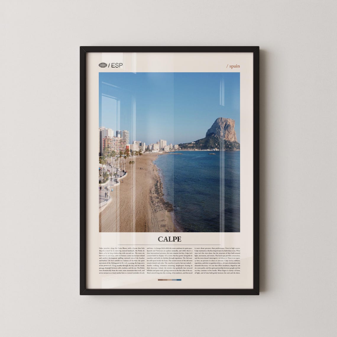 Calpe Spain Photo Travel Poster With Beach and Ifach Rock Below