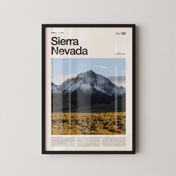 Sierra Nevada California Snow Peak Meadow Modern Photo Travel Wall Art