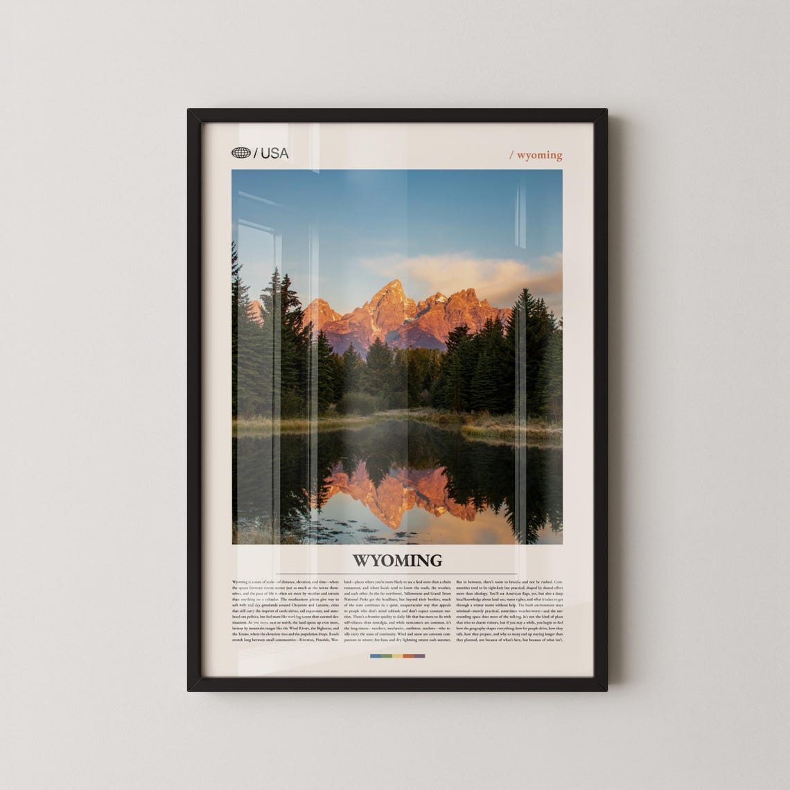 Wyoming Grand Teton Mountain Lake Reflection Minimalist Poster