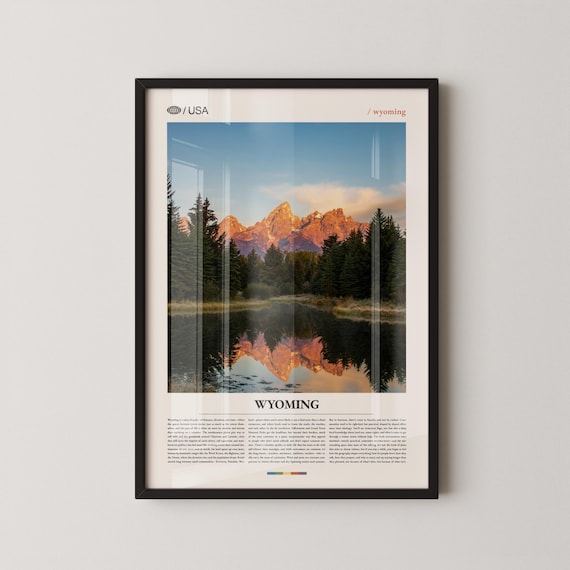 Wyoming Grand Teton Mountain Lake Reflection Minimalist Poster